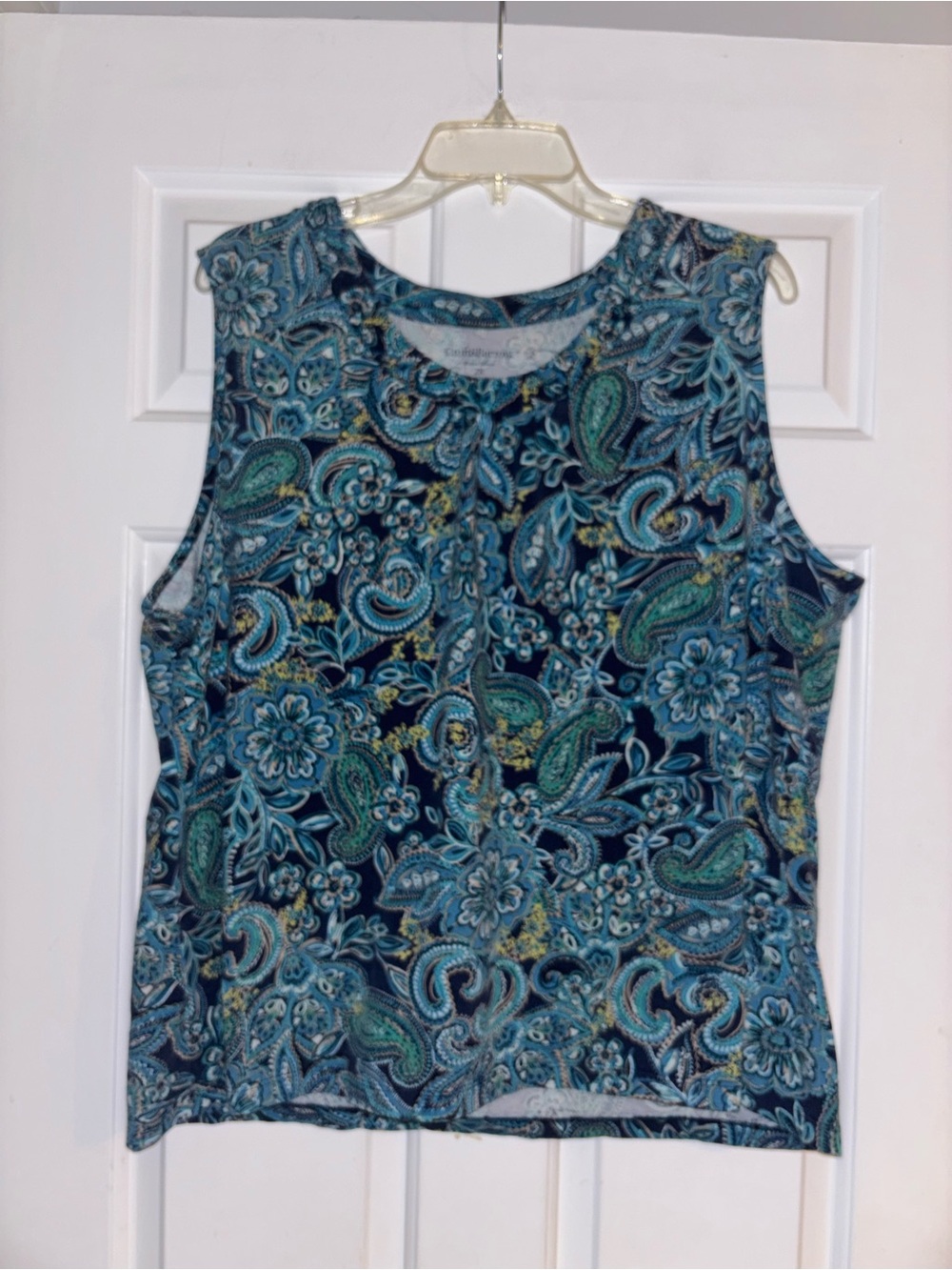 croft & barrow Teal and Navy Paisley Sleeveless Tank